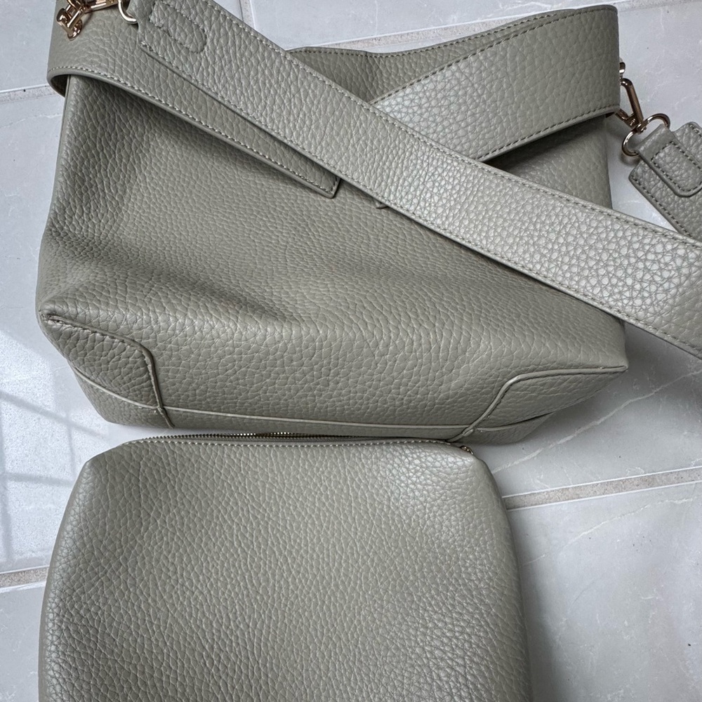 Anthropologie Gray Leather Bag Set